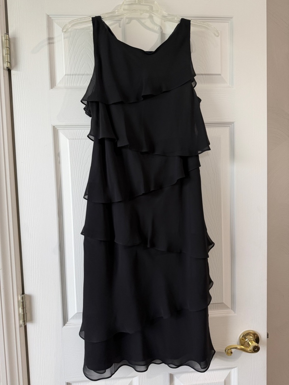 Sleeveless Layered Ruffle Black Dress